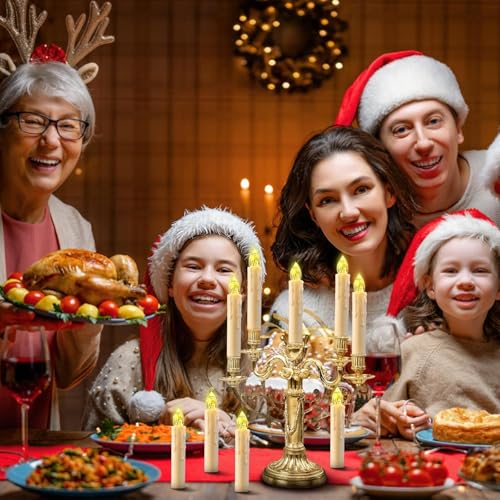 Image of JOSU Floating Candles with Remote Control, Thanksgiving Christmas Decoration 20pcs Flickering Magic Hanging Flameless Candles with Clips /Hooks, Fall Table Decor Home Room Birthday Party Anniversaries