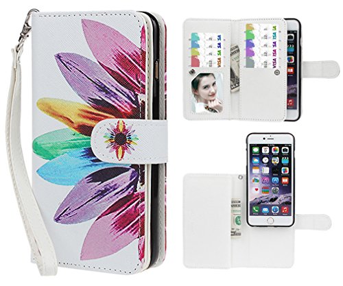 xhorizon TM FLK Premium Leather Folio Case [Wallet] [Magnetic Detachable] Wristlet Purse Flip Multiple Card Slots Case Cover for iPhone 6 Plus/ 6S Plus [5.5