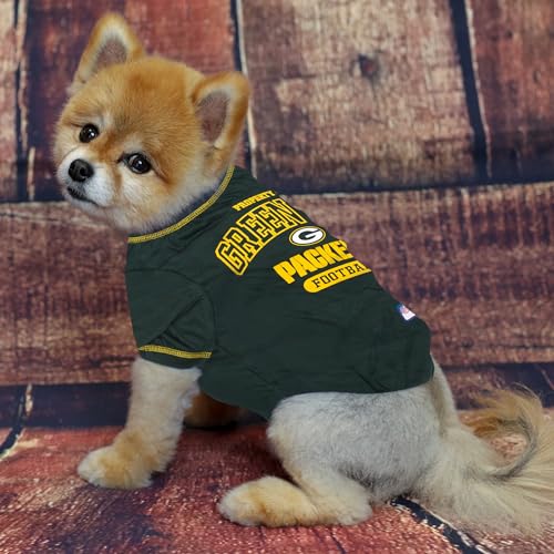 Image of NFL Green Bay Packers Dog T-Shirt for Pets, Size X-Small. Officially Licensed Pet Shirt with Team Logo, Soft Stretchable Comfort Fit Apparel for Dogs & Cats