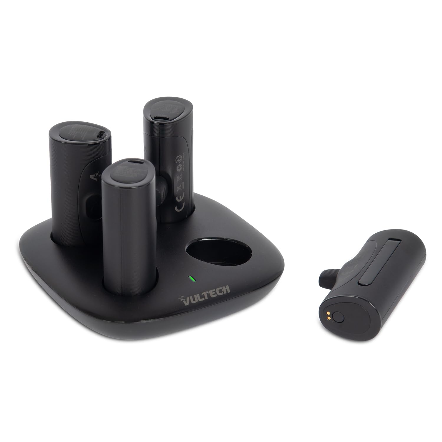 VulTech VPB-ST5BK-4 Kit Stazione di Ricarica con 4 Mini Powerbank 5000mAh – Ultra Compatti con Display LED – Connettori Type-C e Lightning – Ricarica Rapida PD 20W – Protezione Sovraccarico – Nero