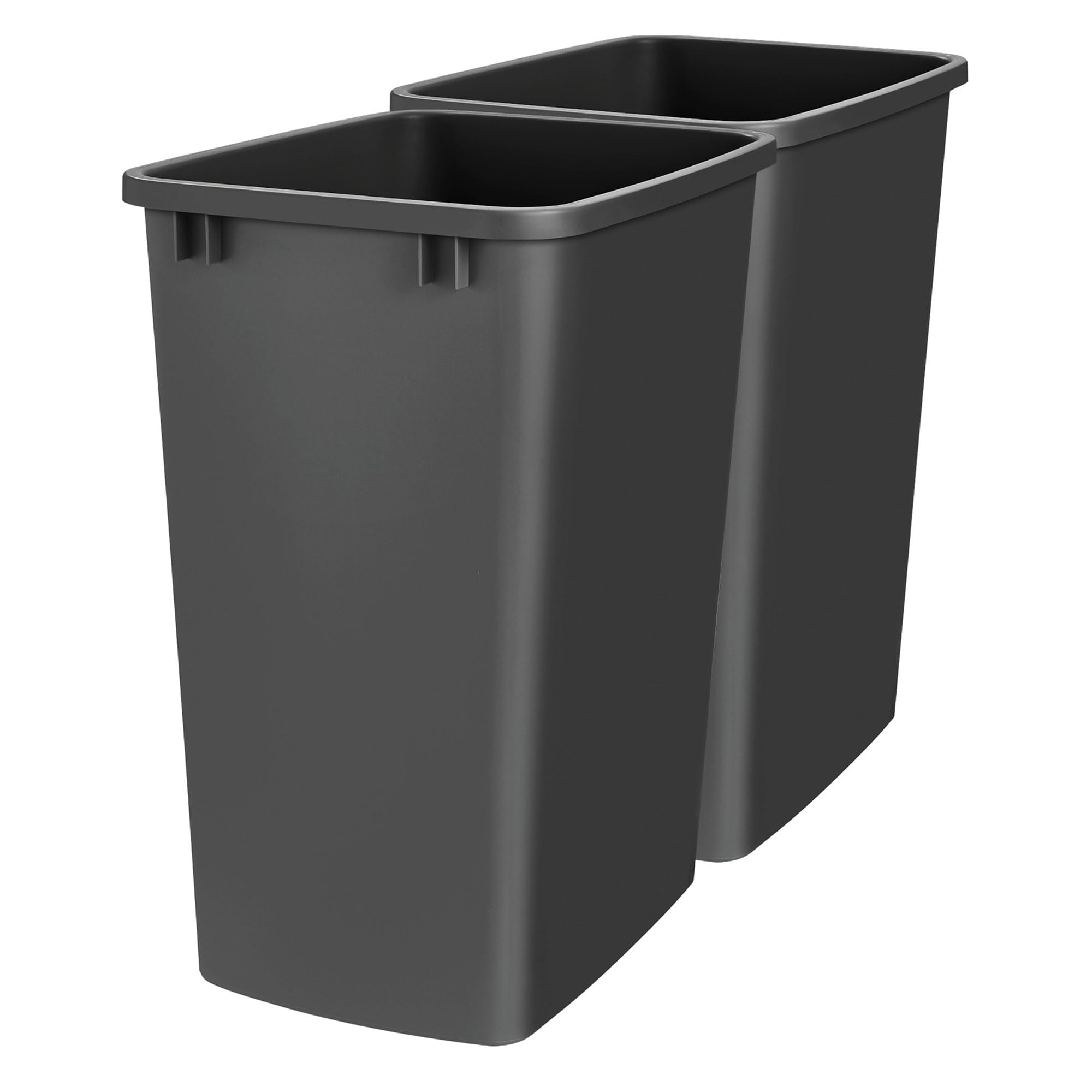 Rev-A-Shelf Polymer Replacement 35 Quart Trash Bin Recycle Waste Garbage Container for Kitchen Cabinet Pullouts, Black, 2 Pack, RV-35-18-2