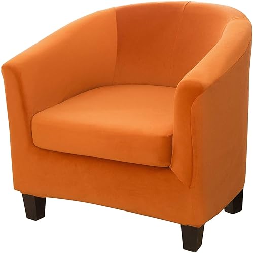 MIFXIN Funda para silla de bañera, 2 piezas, fundas de terciopelo para silla de club con funda de cojín, elástica, suave, lavable, protector de