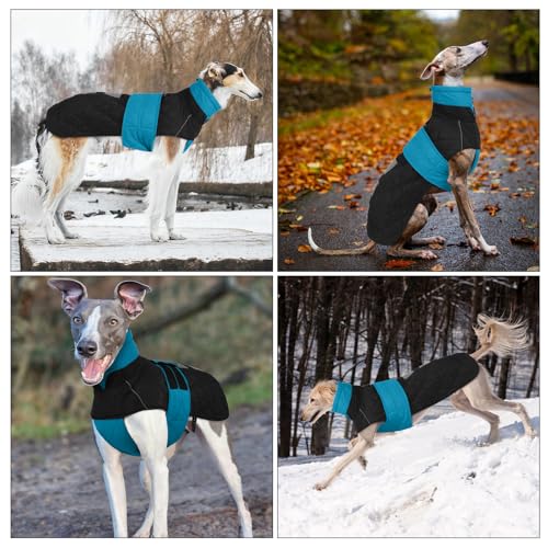 Wasserdichter Windhundmantel, Wasserdichter Winddichter Jacken für Windhund Rollkragenpullover Fleece Windhund Sweater Salukis warm Mantel