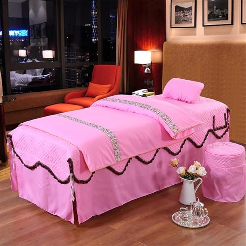 Jupe de lit de massage beauté microfibre rose table soin salon esthétique - 2