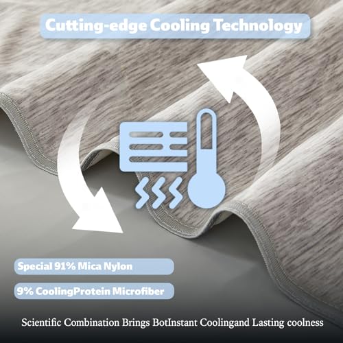 Image of Cooling Blanket Throw Size, Cooling Blankets for Hot Sleepers, Absorbs Heat to Keep Body Cool for Summer Nights Sweats, Cold Blanket for Bed Couch Sofa, Ice Blanket 50x70 Inches, Light Gray