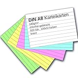 din a8 größe  Karteikarten 500 Stück A8 farbig liniert