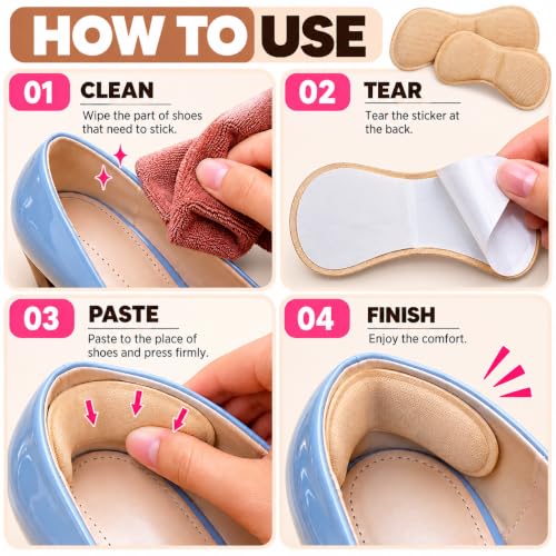 Image of Heel Pads Snugs for Shoe & Height Increase Insoles Shoe Insoles, Self-Adhesive Heel Grips Liner Cushion Inserts for Loose Shoes, Heel Pad for Heel Pain Men Women (Heel Liner)