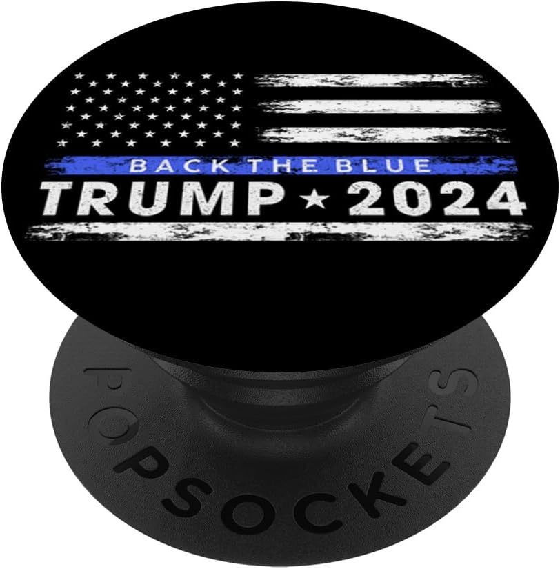 Pro Trump 2024 Back The Blue Thin Blue Line American Flag PopSockets MagSafe PopGrip for iPhone