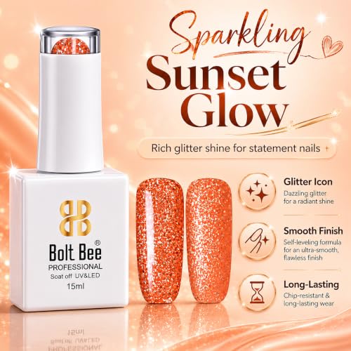 Image of BOLT BEE 15ML Gel Nail Polish 1Pc Clear Pink Glitter Nail Polish Soak Off UV LED Nail Gel Polish Nail Art Starter Manicure Salon DIY at Home, 0.5 OZ (1) (71)