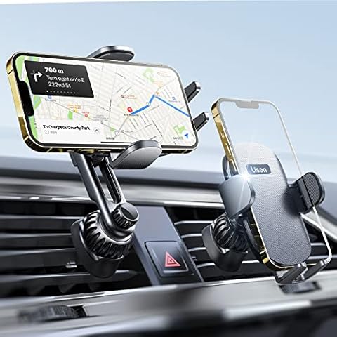LISEN Phone Holder for Cars, Universal Car Phone Holder, Hands Free Mobile Car Vent Phone Mount Holder for phone with Newest Extension Clip Compatible for iPhone 14 13 12 Pro Max Samsung S22 Android Cover
