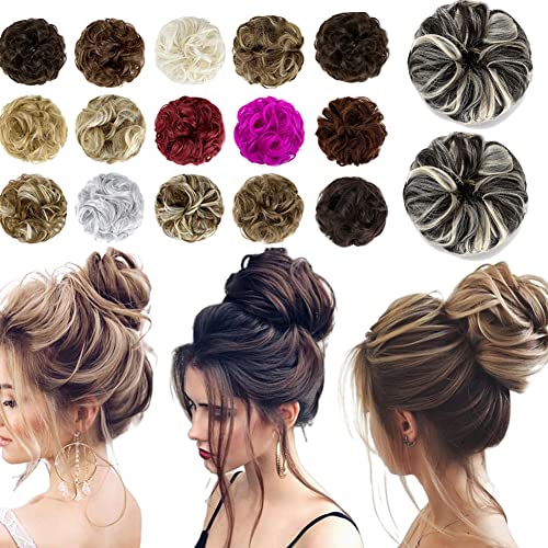 Messy Hair Bun Thick Updo Scrunchies Ponytail Extension Hair Extensions Hair Pieces for Women Dark Brown Mix Bleach Blonde