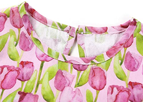 Smiling Pinker Baby Toddler Girls Summer Casual Cotton Dresses Floral Cartoon Bunny Short Puff Sleeve Dress(Hot Pink,3 Years) #TOP2