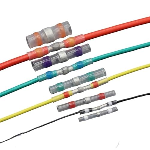 DLZHZDIH Solder Seal Wire Connectors Waterproof Electrical Cable Terminals Heat Shrink Tube Electrical Butt Splice Kit ZOUCUNXIYIN(Rot,50pcs)