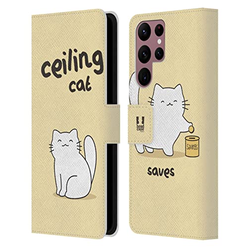 Coque Samsung S22 Ultra 5G Chat de Plafond avec Rabat et Porte-Cartes