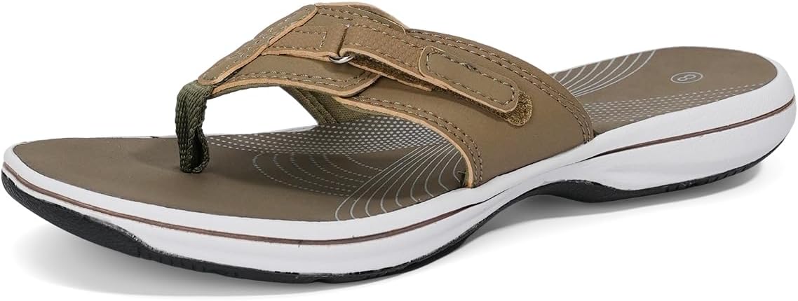 DOGDAN Women's Flip Flops Thong Cushion Sandals Toepost Slippers (All-Khaki, Adult, Women, 11, Numeric, US Footwear Size System, Medium)