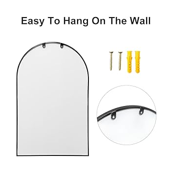 窓型ミラー NN451】窓枠アーチ型ウィンドウミラー/ブラック縦82.5×横72㎝ (ミラー