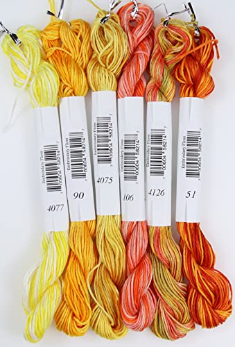 Image of KCS Big skeins of 25 Meters Size 25 Color Variegated Cross Stitch Stranded Threads,6 skeins,21