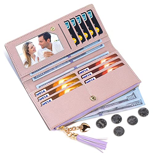 Image of Valentoria Womens Wallet Cute Elegant Long Slim Card Holder Case Minimalist Coin Purse Thin Tassels Zip Clutch Wallets for Girls Ladies | Cute