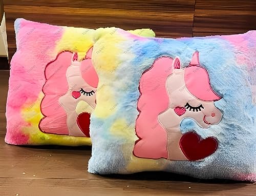 Image of Tickles Colorful Unicorn Design Soft Stuffed Plush Cushion Pillow, Design May Vary (Color: Multicolor Size: 16x16 cm)