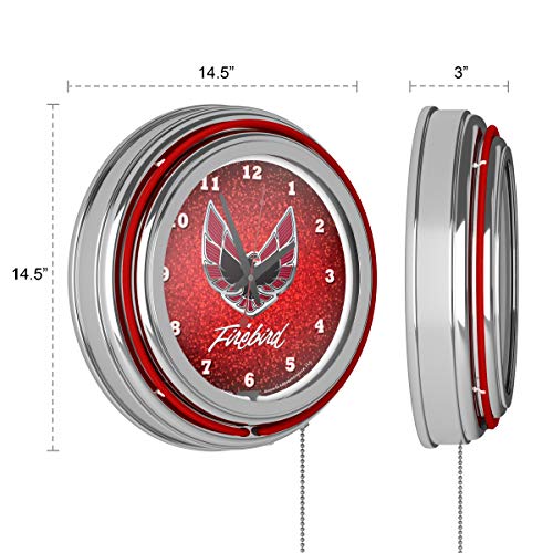Pontiac Firebird Red Chrome Double Ring Neon Clock #TOP2