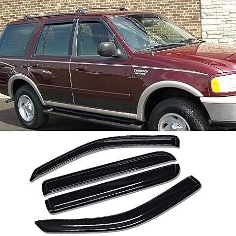 Puermto Side Window Wind Deflector,4pcs Out-Channel Tape-On Nice Rain Guards Set fit for 1997-2017 Ford Expedition,1998-2017 Lincoln Navigator 94233 Cover