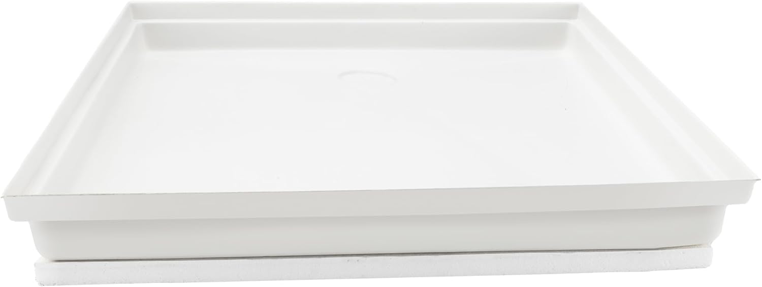 RecPro RV 28" x 32" Plastic Shower Pan | White Foam Base | Anti-Slip Textured Bottom