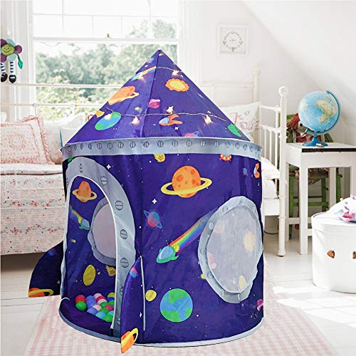 LOJETON Rocket Ship Play Tent - Premium Space Castle Pop Up Kids Playhouse with Star Lights - Unique Space and Planet Design for Indoor and Outdoor Fun - Imaginative Toy & Gift for Boys Girls - Thumbnail 3