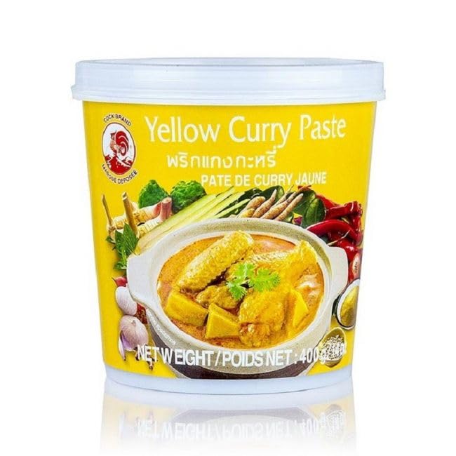 YIJIA | Cock Brand pasta curry bote 400 g - Ideal para dar un toque exótico a tus platos (1 Unidad, Amarilla)