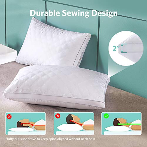 Sable Pillows for Sleeping 2 Pack,Hotel Quality Bed Pillows,Down Alternative Pillows for Side and Back Sleepers,Soft and Supportive Pillows Queen Size