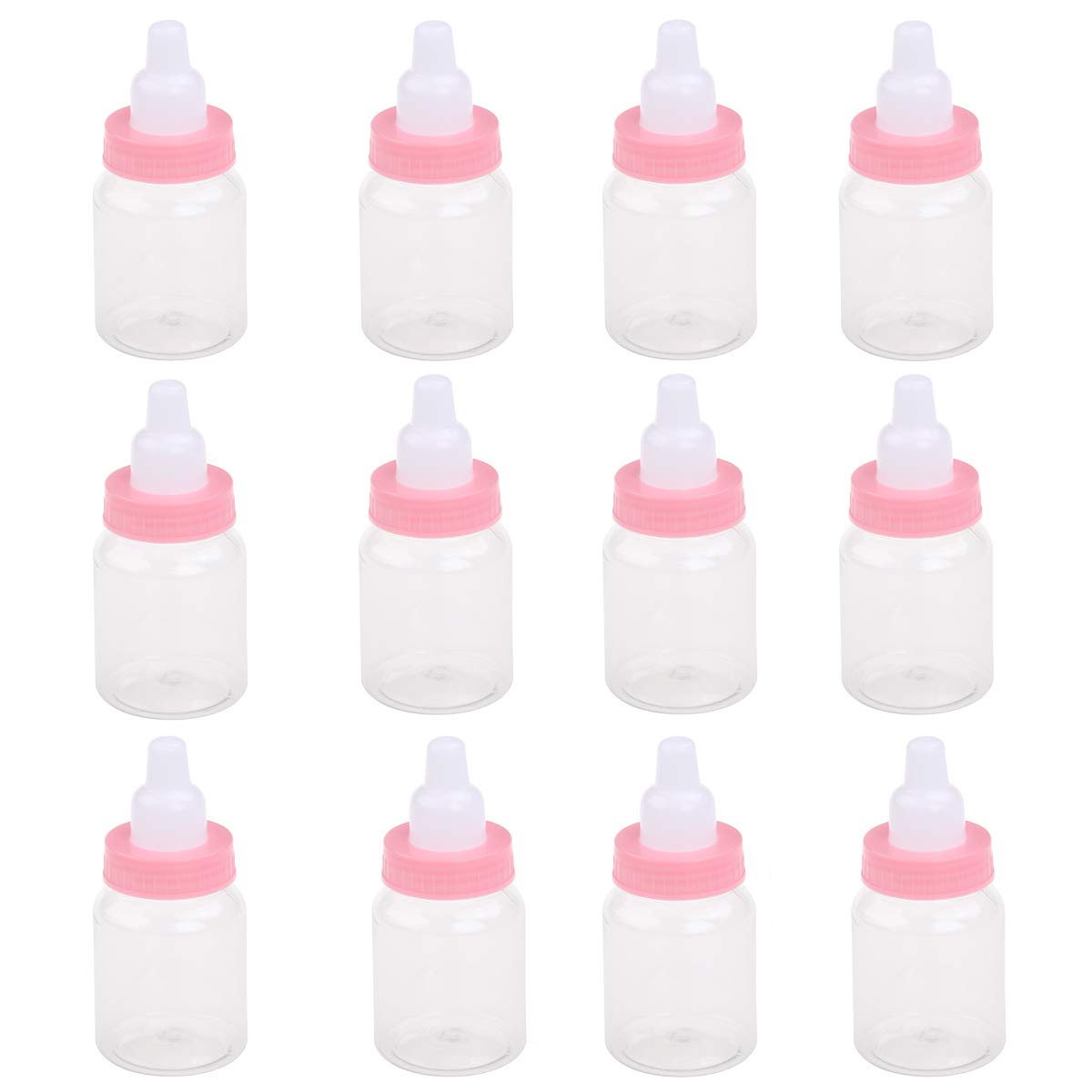 12 Bouteilles Bonbons Réutilisables - Bleu Et Rose - Pour Baptême, Baby Shower - Cadeau Et Décoration