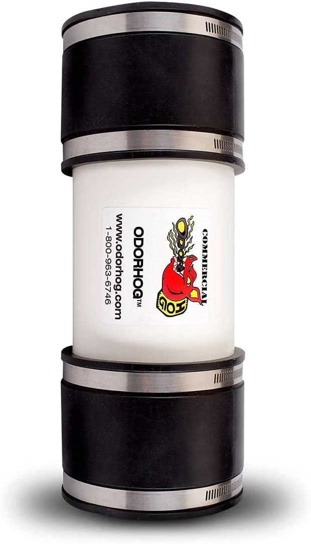 OdorHog Vent Stack Pipe Filter, PVC Inline Model - Removes Outdoor Septic and Sewer Odor Problems (4.0-inch)