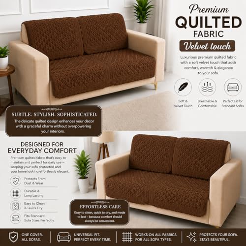Image of Homerz Premium Petal Charm Sofa Cover | Embossed Floral Pattern | Soft Touch, Anti-Dust & Easy Wash Fabric Cloth, Washable and Durable (Rust, 2 Seater, Seat Cover with Backrest)