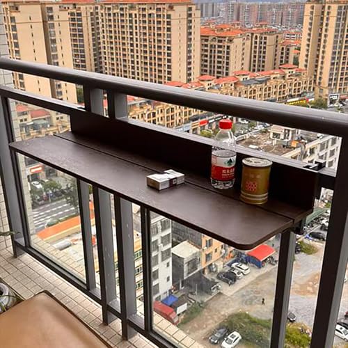 Table suspendue pliante de balcon réglable en hauteur pour balustrade