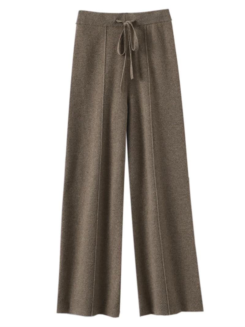Dninmim Pantalones de lana de pierna ancha para mujer, pantalones sueltos casuales de lana