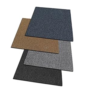 Meisterei Floordirekt, Moskou design tapijttegels 50×50 cm, zelfliggend, duurzaam vloerkleed, vloerbedekking met hoogwaardige lussenvloer, antistatisch met bitumen rug, (antraciet)