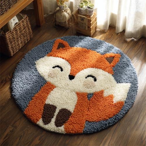 Wallphantom Kit de Tapis de Crochet à Point Noué Set,renard mignon de dessin animé,Tapis à...