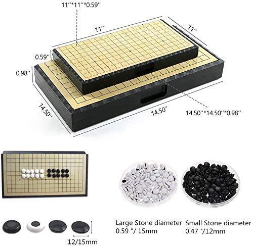 Magnetic Go Game Set 19X19 Chinese Chess Set (15-Inch) Portable With Magnetic Plastic Stones Portable And Travel Ready Set （Extra Large 38X38Cm） #TOP3