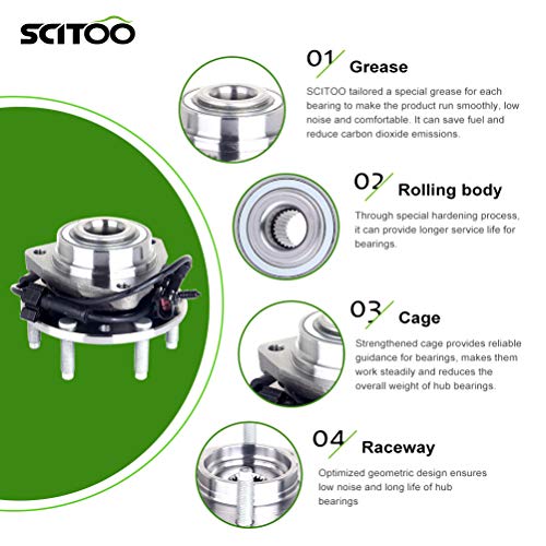 Scitoo Wheel Hub Front 2002-2009 Fits For Trailblazer For Gmc Envoy For Oldsmobile Bravada For Saab 9-7X 6 Lug W/Abs Hub Bearing Set 513188 X 2 #TOP4