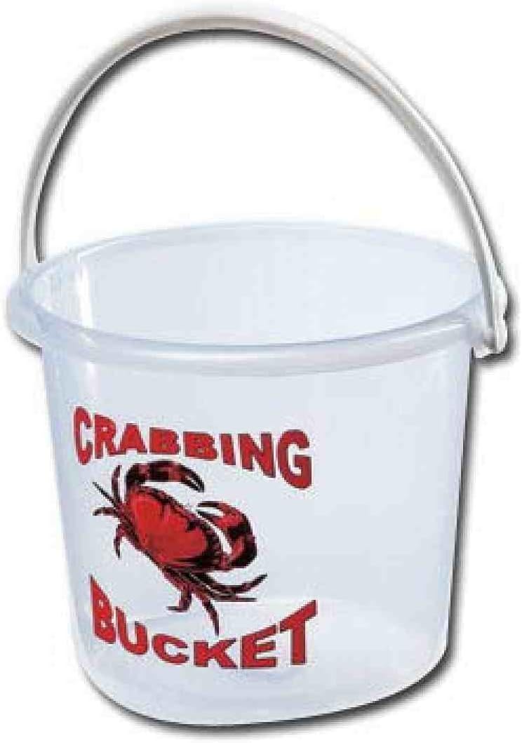 3x 5 Litre Clear Crabbing Bucket With Crab Print - Summer Outdoor Beach Fun!