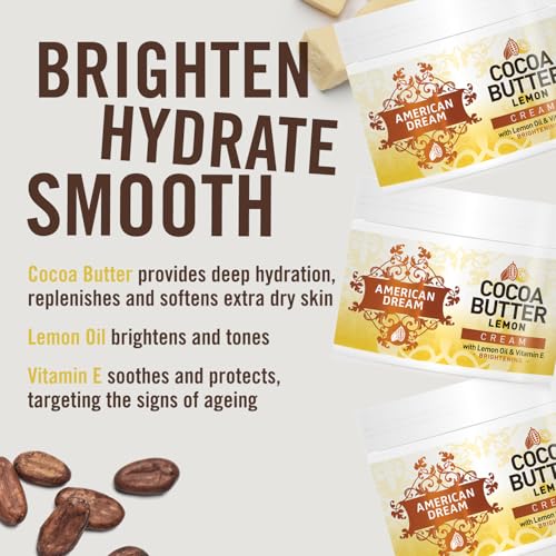 American Dream Kakaobutter Zitronenaufhellungscreme mit Zitronenöl und Vitamin E 500ml