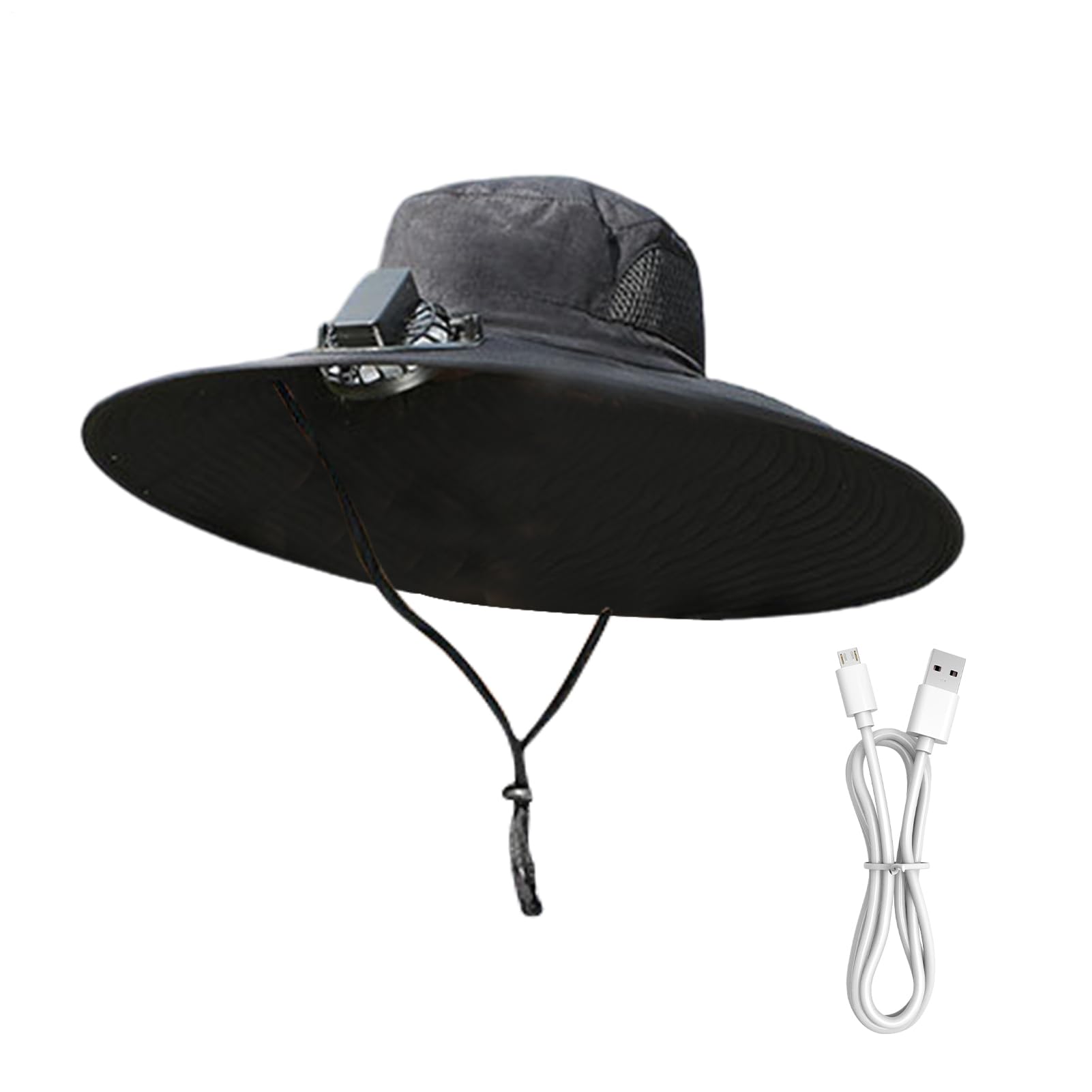 Cappello per ventilatore con pannello solare, tesa larga, protezione UV, ricarica USB, per corsa, ciclismo, escursionismo, pesca, donne e uomini