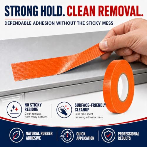Image of GGR Supplies CDT-36 Industrial Grade Cloth Duct Tape, Orange 3 /4 Inch x 60 Yards, Waterproof UV Resistant Heavy Duty, Clean Removal with No Sticky Residue for Repairs, Packaging, and Bundling