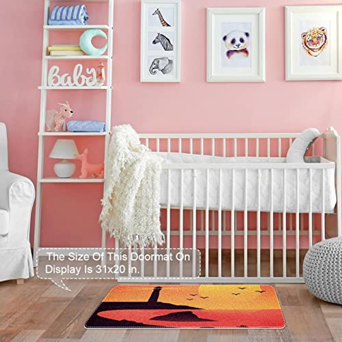 Alfombrilla de puerta exterior Sunset Lighthouse Cove lavable y resistente 7