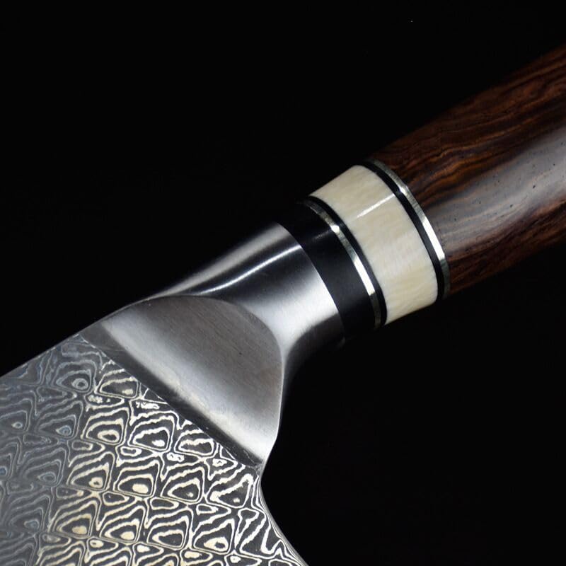 Meat Cleaver,Cleaver Knife Longquan Damascus Steel Slicing Knife Handmade Kitchen Knife 100 Tempered Pattern Steel Sharp High Hardness Chef Knife, LAMAJIGA5844