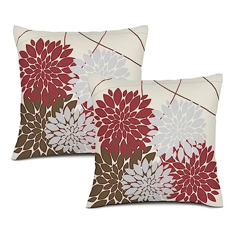 WOFOLE Dahlia Flower Print Pillow Covers Cover