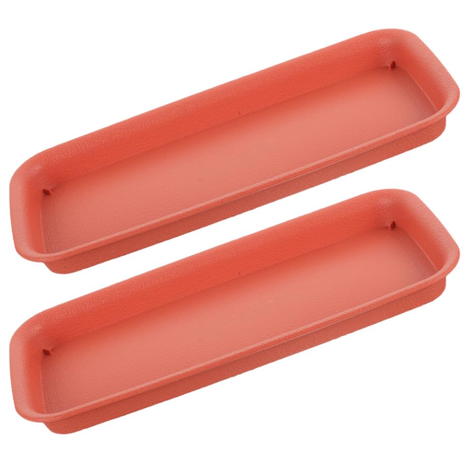 ABOOFAN Plastic Plant Pot Tray Leak-proof 2pcs Rectangular Red Saucers