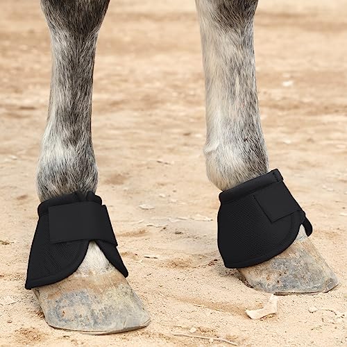 Image of Equine Ballistic Overreach No-Turn Bell Boots for Horses - Horse Hoof Protection Boots (Sold in Pairs) Black X-Large
