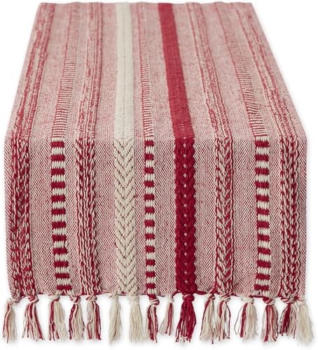 Image of THE HOME TALK Premium Cotton 4-6 Seater Table Runner - 14x72 Inches - Wine Elegant Dining, Handcrafted Quality,Console Vibe
