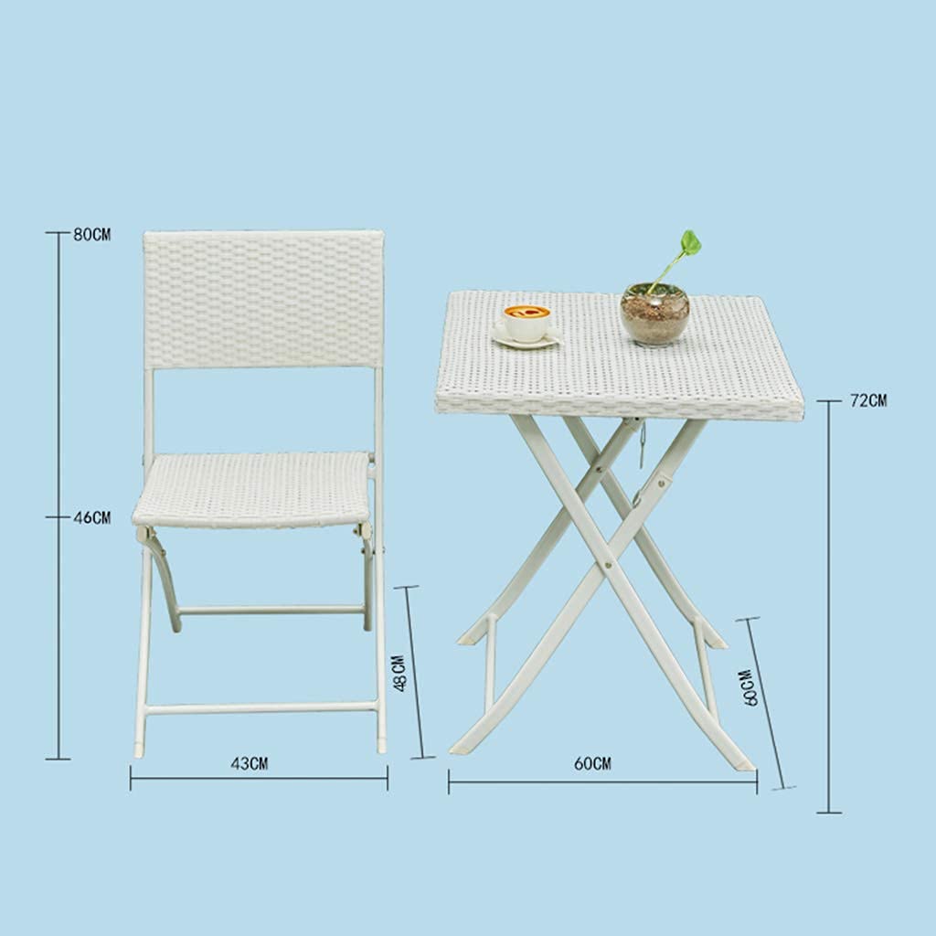Set da bistrot pieghevole in acciaio resinato per patio, set di mobili da esterno resistenti alle intemperie, struttura in acciaio spesso, PE, set da bistrot da 3 pezzi di T pieghevole da giardino