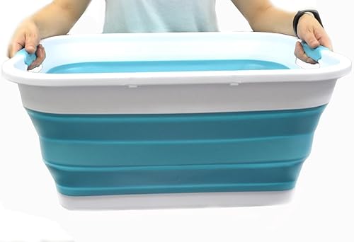 SAMMART Cesta de lavandería de plástico plegable de 41L (10.8 galones) - Contenedor/organizador de almacenamiento plegable emergente - Tina de